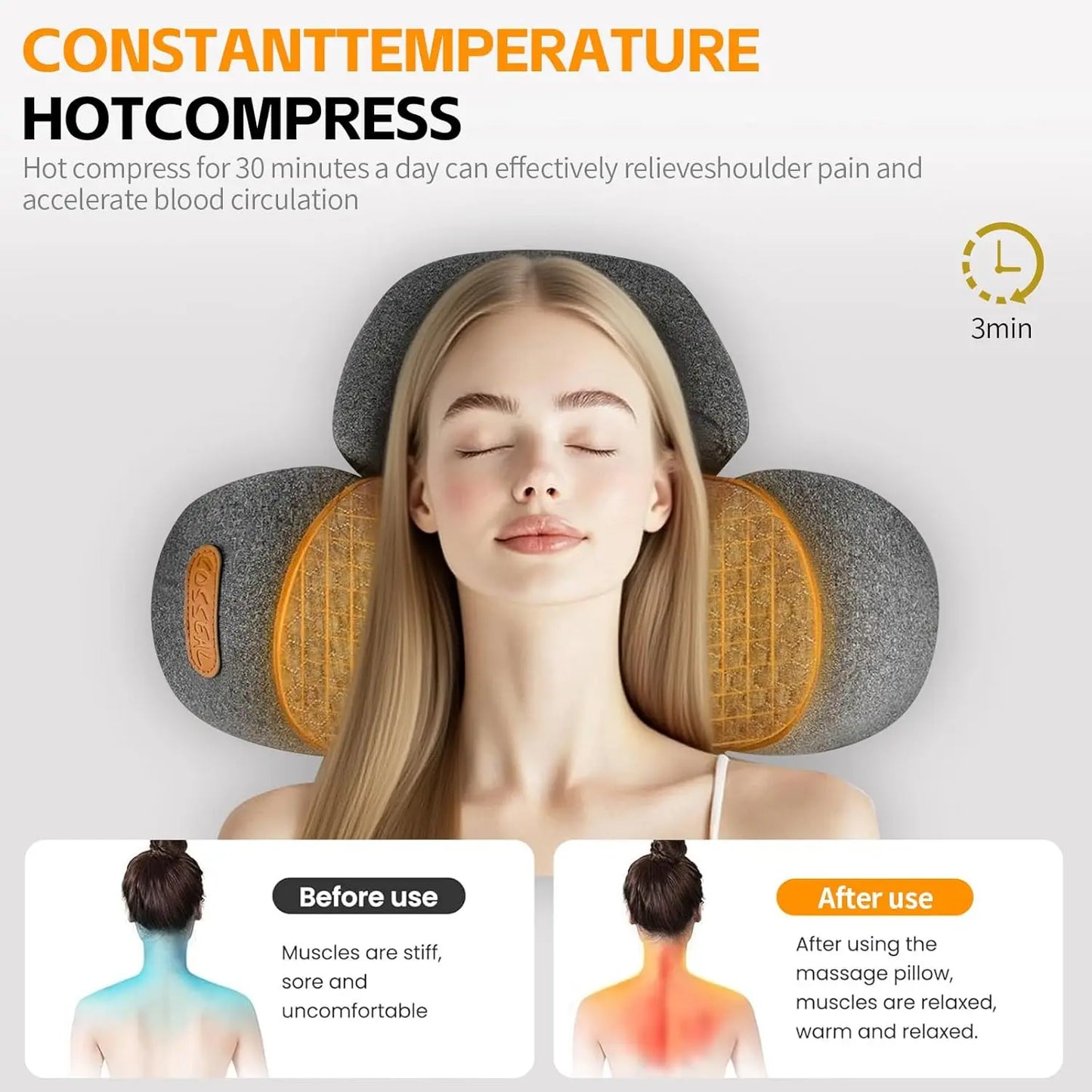 Heat, Vibration & Airbag Traction Neck Massager Pillow