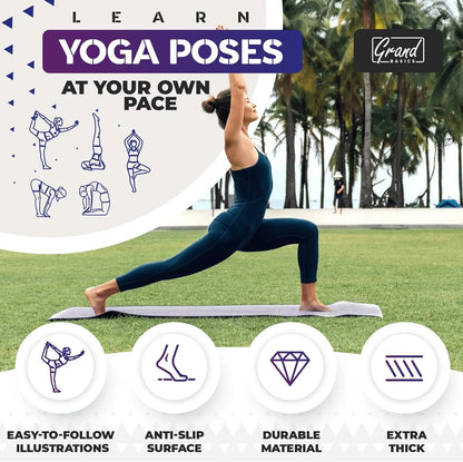 Instructional Yoga Mat with Illustrated Poses & Stretching Exercises
