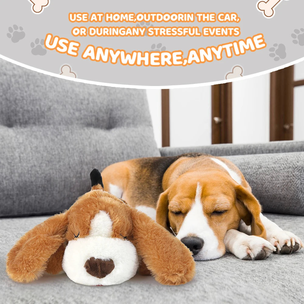 Soft Plush Puppy Toys with Heartbeat Dog Calming Aid Pet Separation Stress Relief Sleep Partner Behavior Support Toy for Dogs