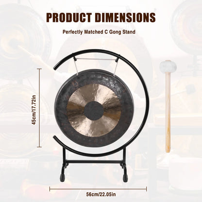 18in Sound Healing Gong on The Seaside C-Stand Traditional Gong with Mallet for Therapy Yoga