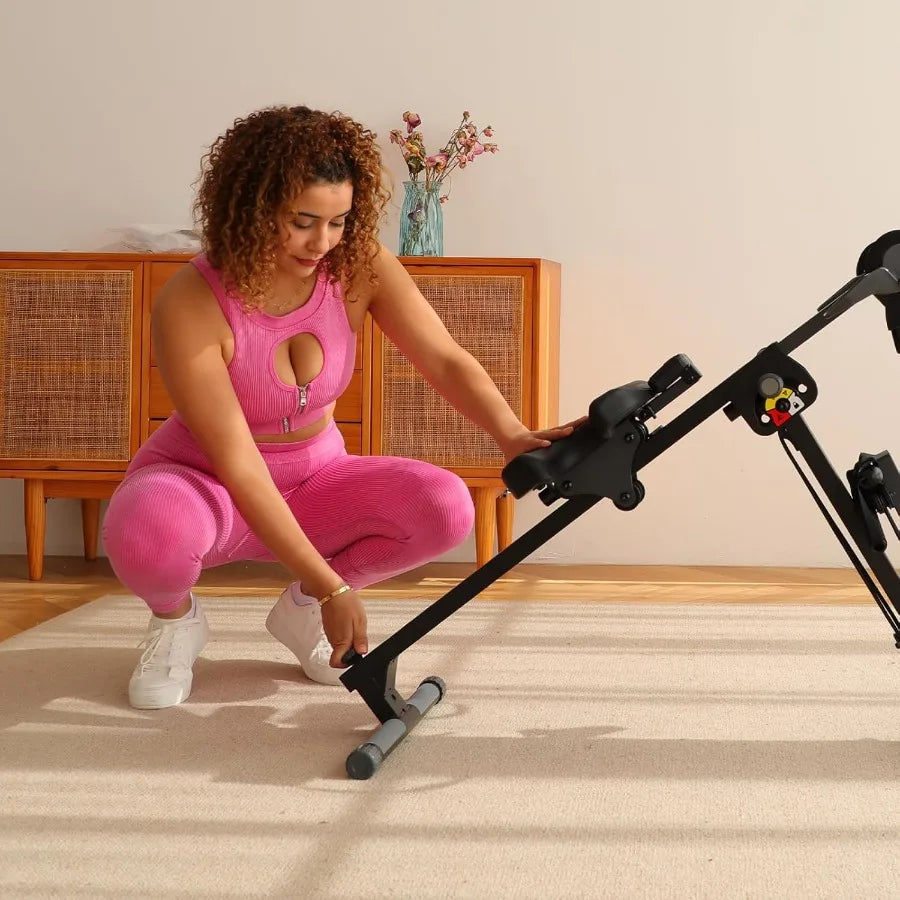 Adjustable AB Rowing Machine for Stomach Workout Foldable with 3 Heights