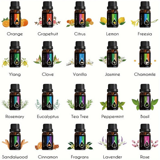 20pcs Essential Oil Set Lavender Eucalyptus Sweet Orange Lemon Massage Spa Aromatherapy Fragrance Oil