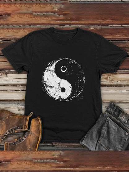 Men'S Casual Crew Neck T-Shirt with Tai Chi Yin Yang Print