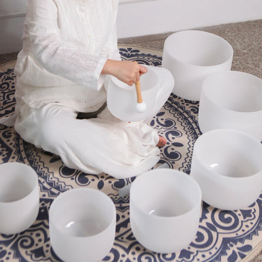 Chakra Set of 7 Crystal Singing Bowls for Yoga Musical Vibration